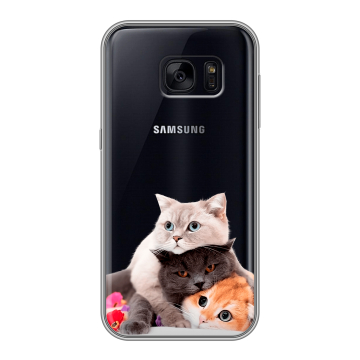 Силиконовый чехол на Samsung Galaxy S7 Edge с принтом Кошки