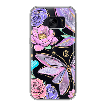 Силиконовый чехол на Samsung Galaxy S7 Edge с принтом Бабочки и цветы Силиконовый чехол на Samsung Galaxy S7 Edge с принтом Бабочки и цветы