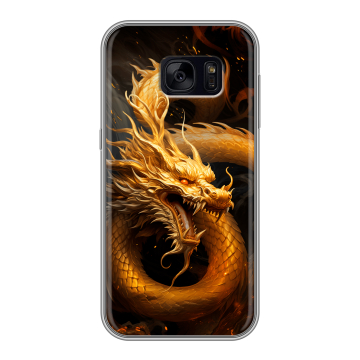 Силиконовый чехол на Samsung Galaxy S7 Edge с принтом Золотой дракон Силиконовый чехол на Samsung Galaxy S7 Edge с принтом Золотой дракон