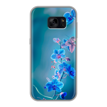 Силиконовый чехол на Samsung Galaxy S7 Edge с принтом Голубые цветы Силиконовый чехол на Samsung Galaxy S7 Edge с принтом Голубые цветы