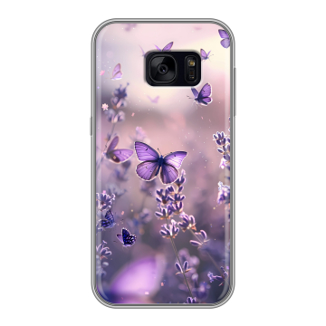 Силиконовый чехол на Samsung Galaxy S7 Edge с принтом бабочки и лаванда Силиконовый чехол на Samsung Galaxy S7 Edge с принтом бабочки и лаванда