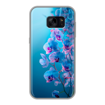 Силиконовый чехол на Samsung Galaxy S7 Edge с принтом голубые орхидеи Силиконовый чехол на Samsung Galaxy S7 Edge с принтом голубые орхидеи