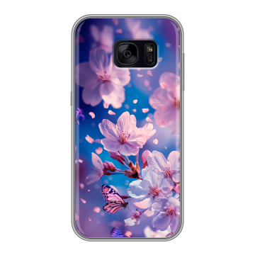 Силиконовый чехол на Samsung Galaxy S7 Edge с принтом цветы бабочки Силиконовый чехол на Samsung Galaxy S7 Edge с принтом цветы бабочки