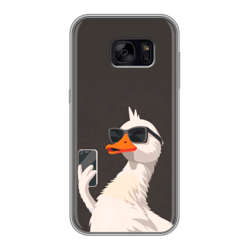 Силиконовый чехол на Samsung Galaxy S7 Edge с принтом утка в очках Силиконовый чехол на Samsung Galaxy S7 Edge с принтом утка в очках