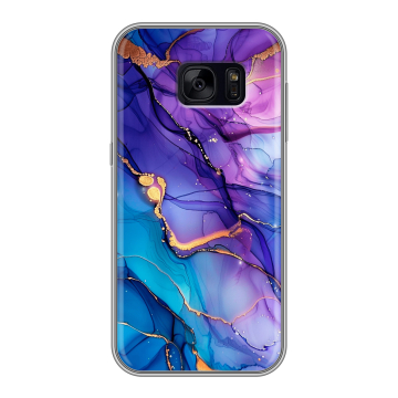Силиконовый чехол на Samsung Galaxy S7 Edge с принтом синий мрамор Силиконовый чехол на Samsung Galaxy S7 Edge с принтом синий мрамор