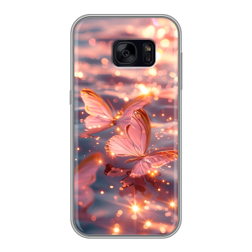 Силиконовый чехол на Samsung Galaxy S7 Edge с принтом бабочки розовые Силиконовый чехол на Samsung Galaxy S7 Edge с принтом бабочки розовые