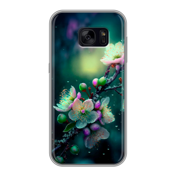 Силиконовый чехол на Samsung Galaxy S7 Edge с принтом Цветы и мрамор