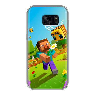Силиконовый чехол на Samsung Galaxy S7 Edge с принтом Майнкрафт Minecraft