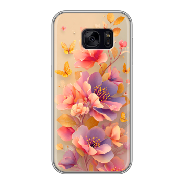 Силиконовый чехол на Samsung Galaxy S7 Edge с принтом Цветы и бабочки Силиконовый чехол на Samsung Galaxy S7 Edge с принтом Цветы и бабочки
