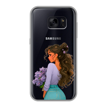 Силиконовый чехол на Samsung Galaxy S7 Edge с принтом девушка цветы Силиконовый чехол на Samsung Galaxy S7 Edge с принтом девушка цветы