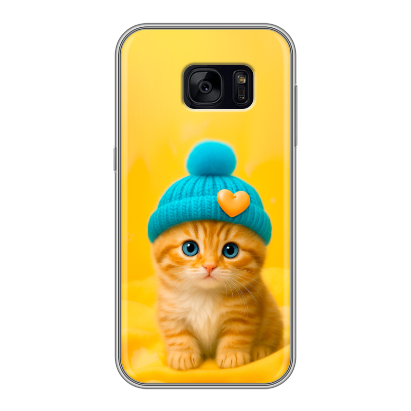 Силиконовый чехол на Samsung Galaxy S7 Edge с принтом Котенок в шапке Силиконовый чехол на Samsung Galaxy S7 Edge с принтом Котенок в шапке