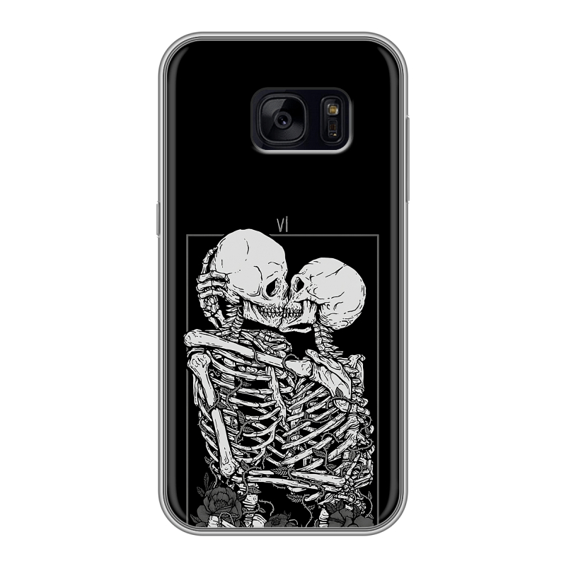 Силиконовый чехол на Samsung Galaxy S7 Edge с принтом Поцелуй скелетов Силиконовый чехол на Samsung Galaxy S7 Edge с принтом Поцелуй скелетов