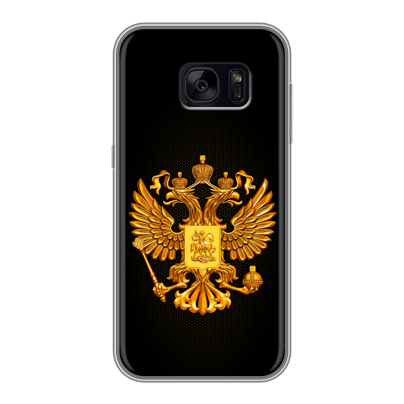 Силиконовый чехол на Samsung Galaxy S7 Edge с принтом Герб России желтый Силиконовый чехол на Samsung Galaxy S7 Edge с принтом Герб России желтый