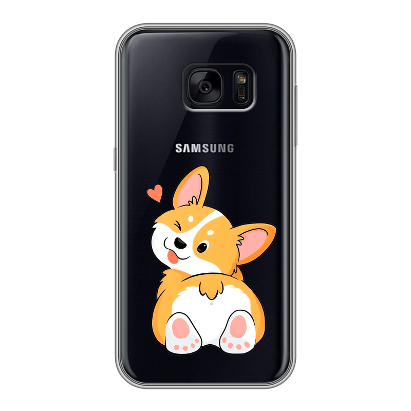 Силиконовый чехол на Samsung Galaxy S7 Edge с принтом Корги Силиконовый чехол на Samsung Galaxy S7 Edge с принтом Корги