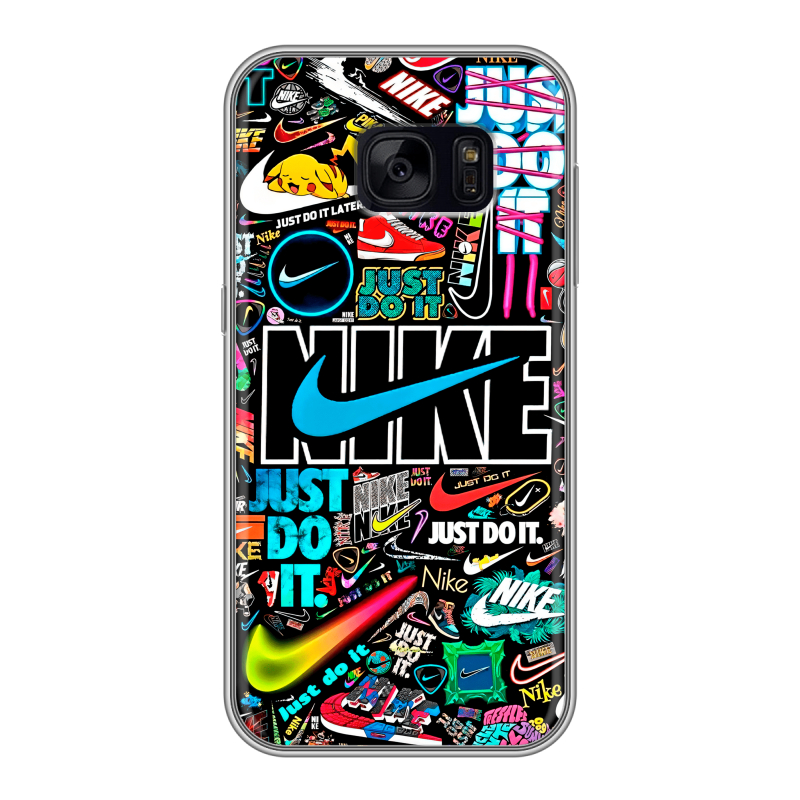Силиконовый чехол на Samsung Galaxy S7 Edge с принтом найк nike черный Силиконовый чехол на Samsung Galaxy S7 Edge с принтом найк nike черный