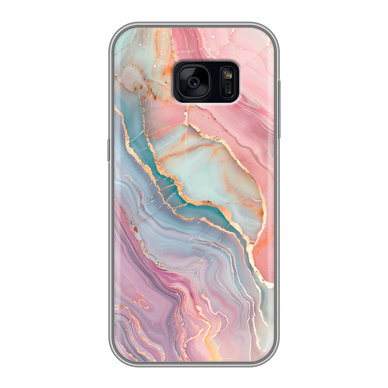 Силиконовый чехол на Samsung Galaxy S7 Edge с принтом розовый мрамор Силиконовый чехол на Samsung Galaxy S7 Edge с принтом розовый мрамор