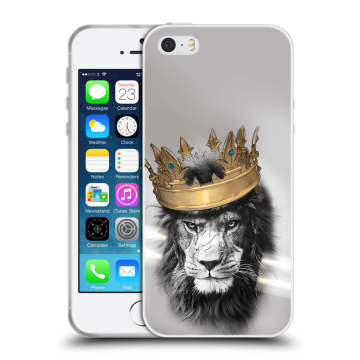 Пластиковый чехол на Iphone SE с принтом Лев с короной
