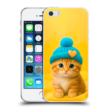 Пластиковый чехол на Iphone SE с принтом Котенок в шапке Пластиковый чехол на Iphone SE с принтом Котенок в шапке
