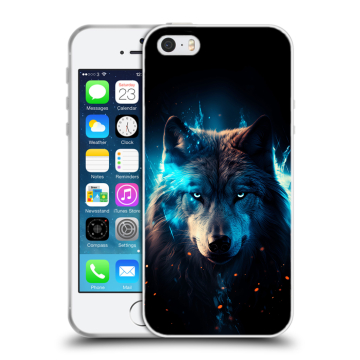 Пластиковый чехол на Iphone SE с принтом Волк ночной Пластиковый чехол на Iphone SE с принтом Волк ночной