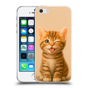Пластиковый чехол на Iphone SE с принтом котенок Пластиковый чехол на Iphone SE с принтом котенок