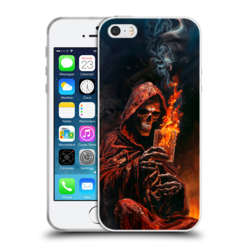 Пластиковый чехол на Iphone SE с принтом Скелет и карты Пластиковый чехол на Iphone SE с принтом Скелет и карты