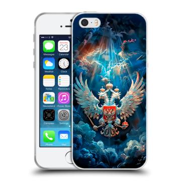Пластиковый чехол на Iphone SE с принтом Герб флаг России Пластиковый чехол на Iphone SE с принтом Герб флаг России