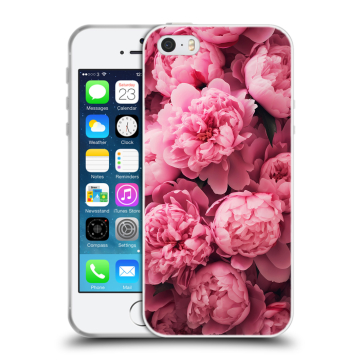 Пластиковый чехол на Iphone SE с принтом цветы пионы Пластиковый чехол на Iphone SE с принтом цветы пионы