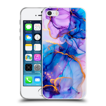 Пластиковый чехол на Iphone SE с принтом синий мрамор Пластиковый чехол на Iphone SE с принтом синий мрамор