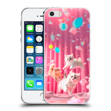 Пластиковый чехол на Iphone SE с принтом милые котики
