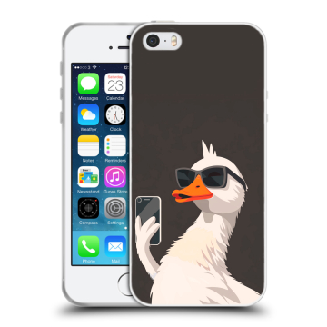 Пластиковый чехол на Iphone SE с принтом утка в очках Пластиковый чехол на Iphone SE с принтом утка в очках