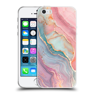 Пластиковый чехол на Iphone SE с принтом розовый мрамор Пластиковый чехол на Iphone SE с принтом розовый мрамор