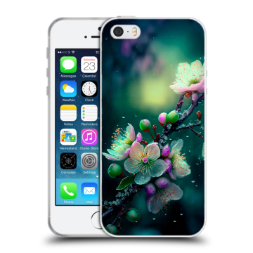 Пластиковый чехол на Iphone SE с принтом Цветы и мрамор Пластиковый чехол на Iphone SE с принтом Цветы и мрамор