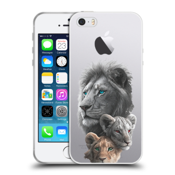 Пластиковый чехол на Iphone SE с принтом Львы