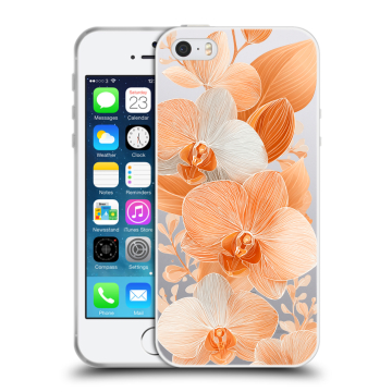 Пластиковый чехол на Iphone SE с принтом Бежевые цветы