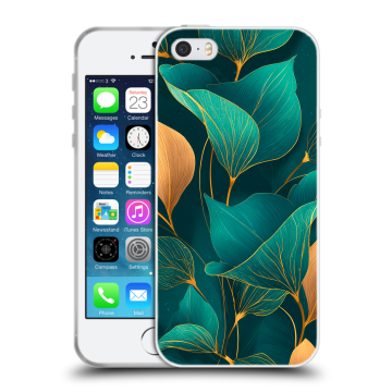 Пластиковый чехол на Iphone SE с принтом Листья и золото