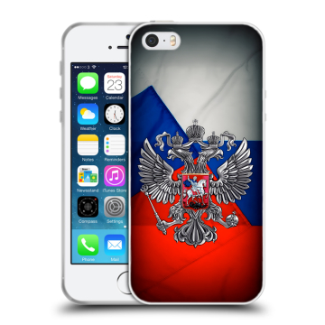 Пластиковый чехол на Iphone SE с принтом Флаг России Пластиковый чехол на Iphone SE с принтом Флаг России