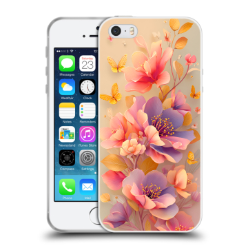 Пластиковый чехол на Iphone SE с принтом Цветы и бабочки Пластиковый чехол на Iphone SE с принтом Цветы и бабочки