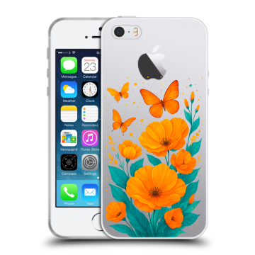 Пластиковый чехол на Iphone SE с принтом цветы бабочки Пластиковый чехол на Iphone SE с принтом цветы бабочки