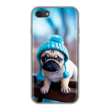 Силиконовый чехол на Iphone 7 с принтом Мопс в шапке Силиконовый чехол на Iphone 7 с принтом Мопс в шапке