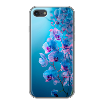 Силиконовый чехол на Iphone 7 с принтом голубые орхидеи Силиконовый чехол на Iphone 7 с принтом голубые орхидеи
