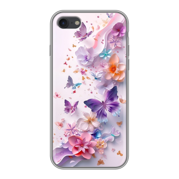 Силиконовый чехол на Iphone 7 с принтом цветы бабочки Силиконовый чехол на Iphone 7 с принтом цветы бабочки