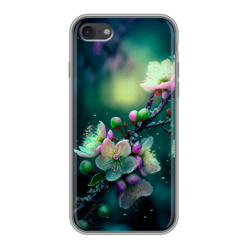 Силиконовый чехол на Iphone 7 с принтом Цветы и мрамор Силиконовый чехол на Iphone 7 с принтом Цветы и мрамор