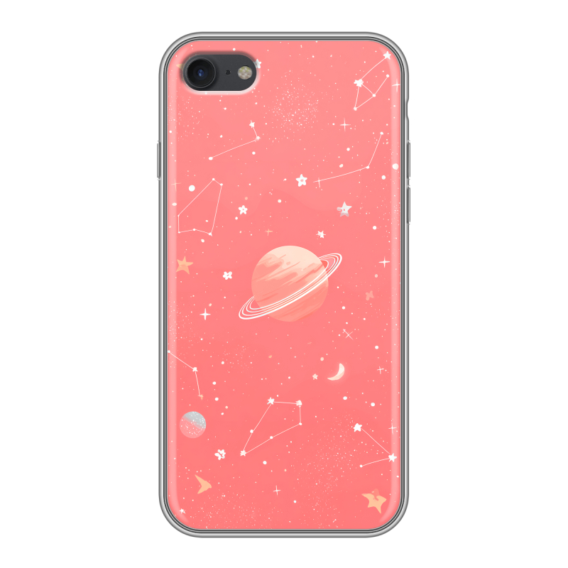 Силиконовый чехол на Iphone 7 с принтом Розовый космос Силиконовый чехол на Iphone 7 с принтом Розовый космос
