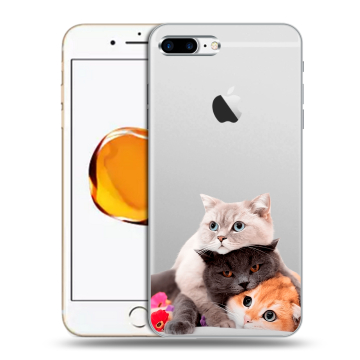 Силиконовый чехол на Iphone 7 Plus с принтом Кошки Силиконовый чехол на Iphone 7 Plus с принтом Кошки