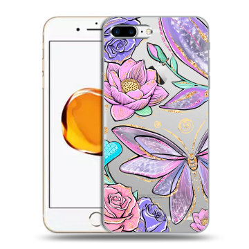 Силиконовый чехол на Iphone 7 Plus с принтом Бабочки и цветы Силиконовый чехол на Iphone 7 Plus с принтом Бабочки и цветы