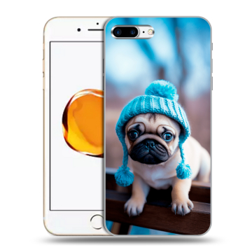 Силиконовый чехол на Iphone 7 Plus с принтом Мопс в шапке Силиконовый чехол на Iphone 7 Plus с принтом Мопс в шапке