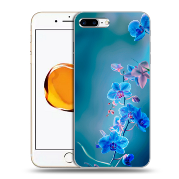 Силиконовый чехол на Iphone 7 Plus с принтом Голубые цветы Силиконовый чехол на Iphone 7 Plus с принтом Голубые цветы