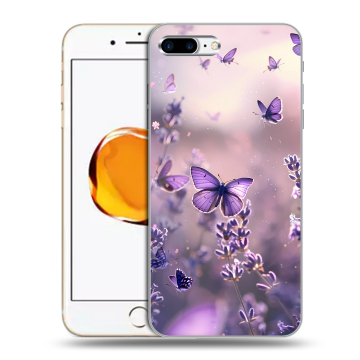 Силиконовый чехол на Iphone 7 Plus с принтом бабочки и лаванда Силиконовый чехол на Iphone 7 Plus с принтом бабочки и лаванда
