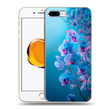 Силиконовый чехол на Iphone 7 Plus с принтом голубые орхидеи Силиконовый чехол на Iphone 7 Plus с принтом голубые орхидеи