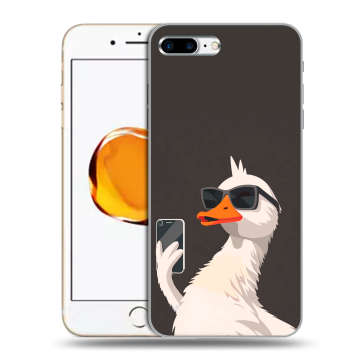 Силиконовый чехол на Iphone 7 Plus с принтом утка в очках Силиконовый чехол на Iphone 7 Plus с принтом утка в очках